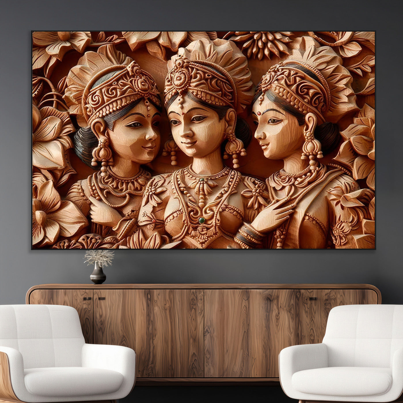 SEG-FC-51X34_Oversize - Indian Woman Statue Wall Art Canvas Print