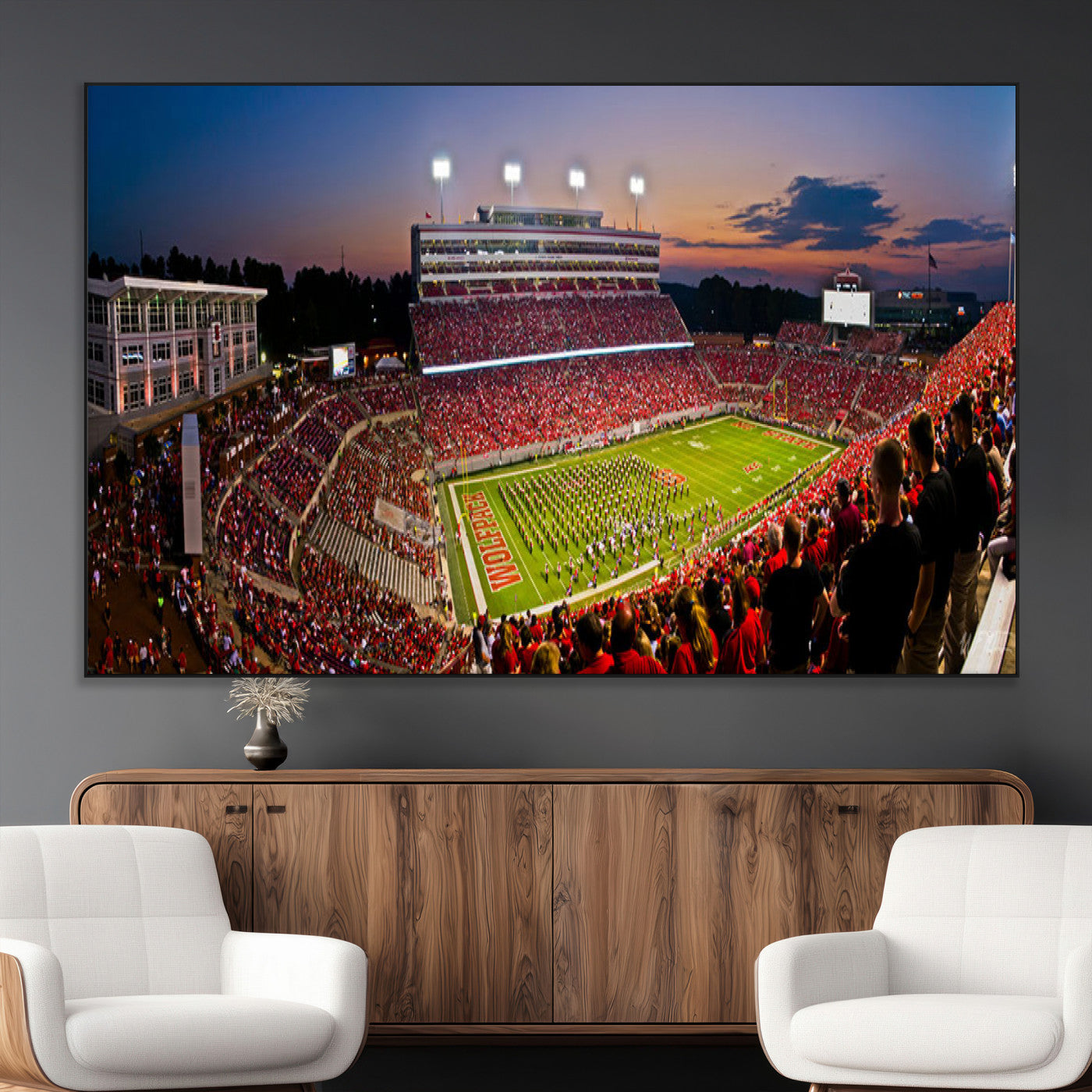 SEG-FC-51X34_Oversize - NC State Wolfpack Football Team Print - Raleigh Carter-Finley Stadium Wall Art Canvas Print