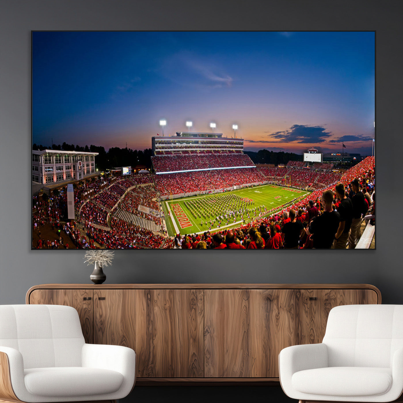 SEG-FC-51X34_Oversize - NC State Wolfpack Football Team Print - Raleigh Carter-Finley Stadium Wall Art Canvas Print