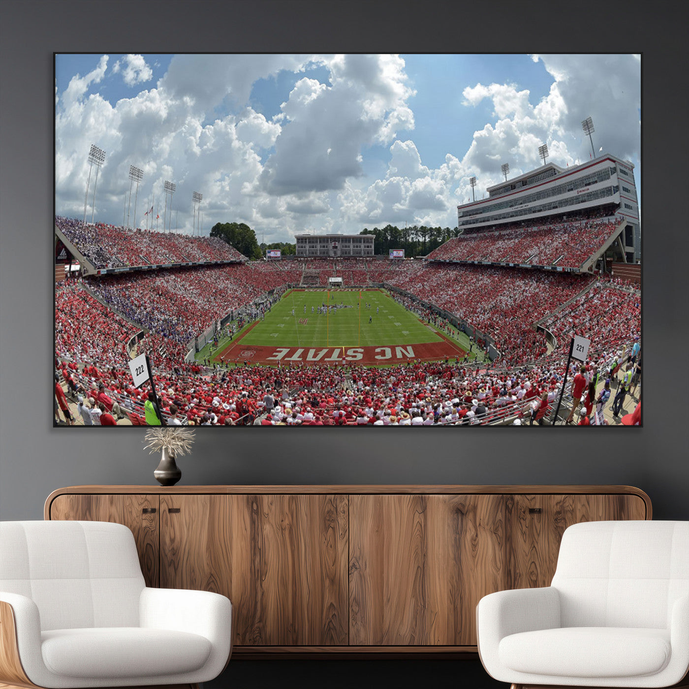 SEG-FC-51X34_Oversize - NC State Wolfpack Football Team Print Canvas- Raleigh Carter-Finley Stadium Wall Art Canvas Print