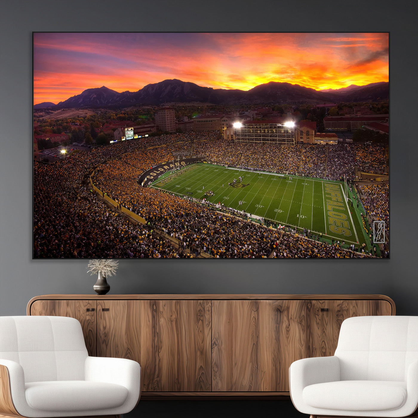 SEG-FC-51X34_Oversize - Colorado Buffaloes Football Team Print - Boulder Folsom Field Stadium Wall Art Canvas Print