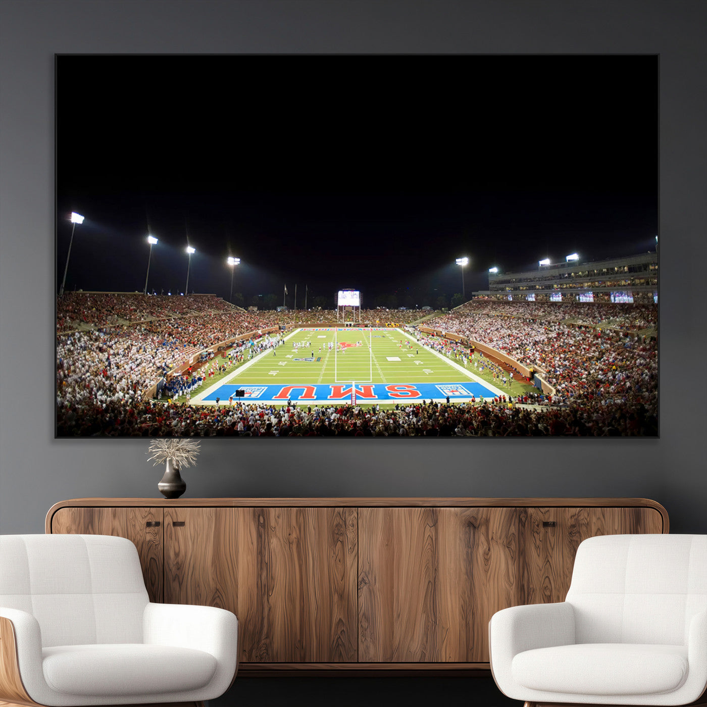 SEG-FC-51X34_Oversize - SMU Mustangs Football Team Print - Dallas Gerald J. Ford Stadium Wall Art Canvas Print