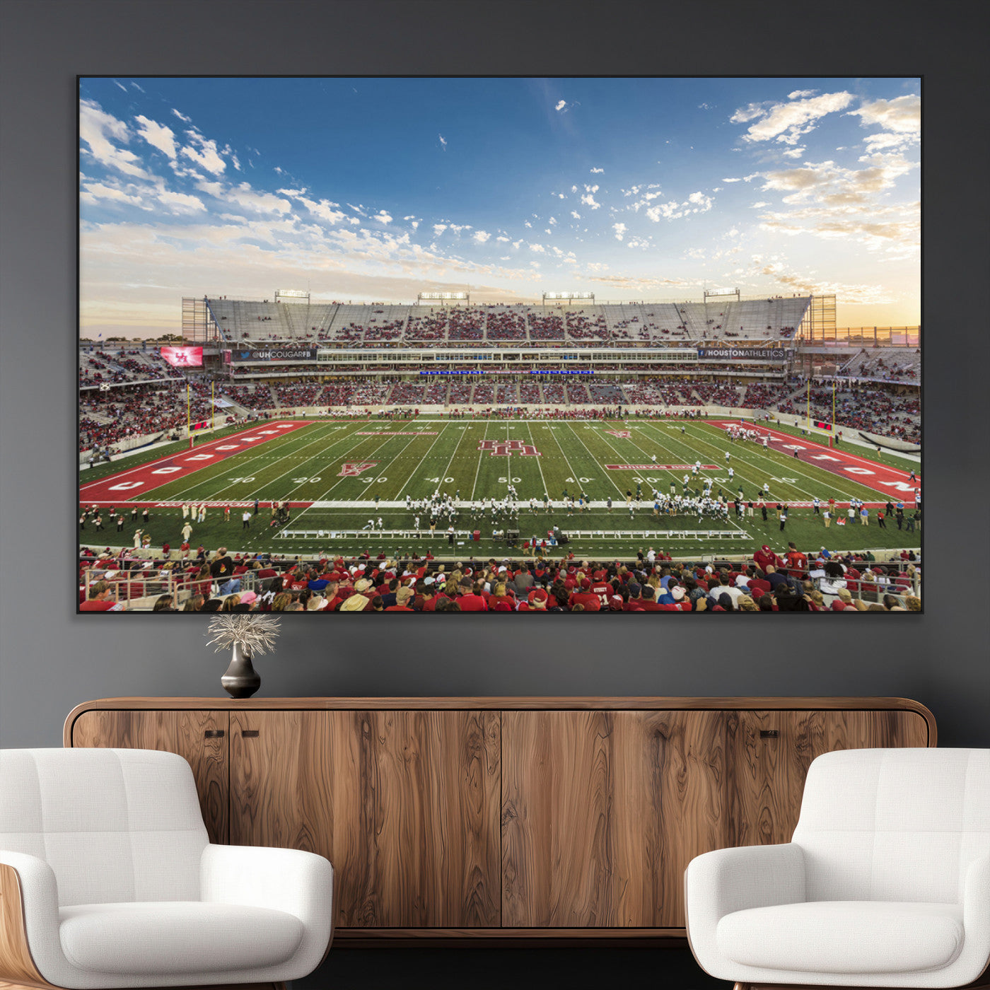 SEG-FC-51X34_Oversize - Framed Houston Cougars Football Team Print - Houston TDECU Stadium Wall Art Canvas Print