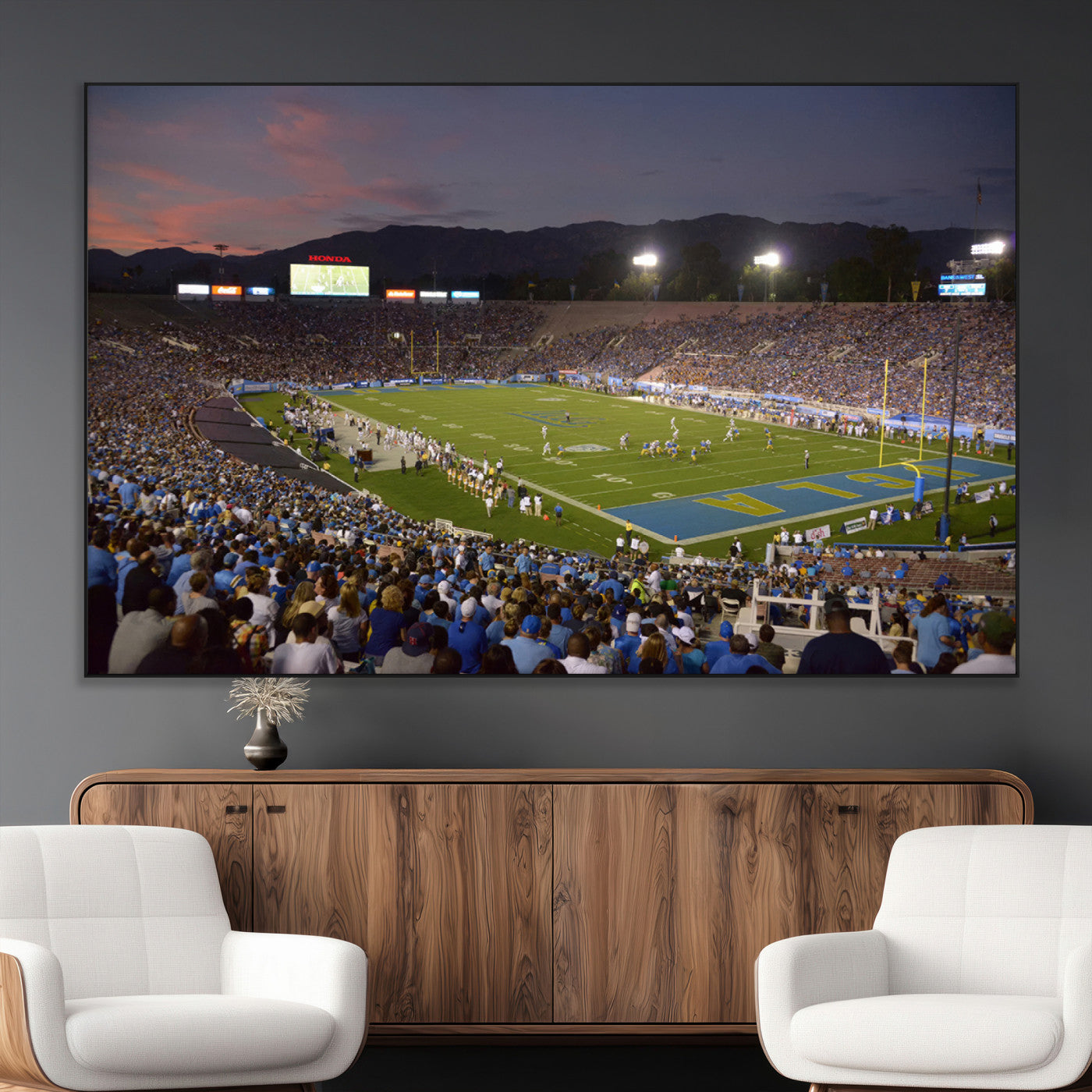 SEG-FC-51X34_Oversize - UCLA Bruins Football Team Print - Pasadena Rose Bowl Stadium Wall Art Canvas Print
