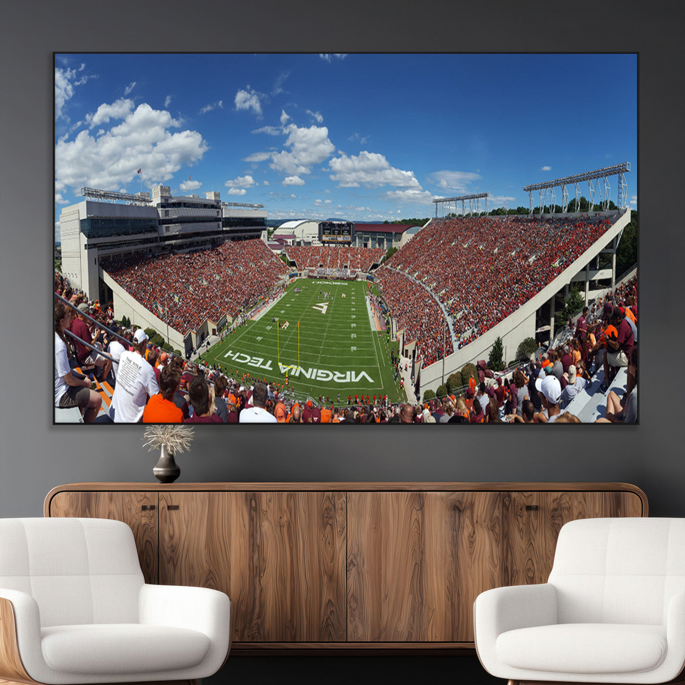 SEG-FC-51X34_Oversize - Virginia Tech Hokies Football Team Print - Blacksburg Lane Stadium Wall Art Canvas Print