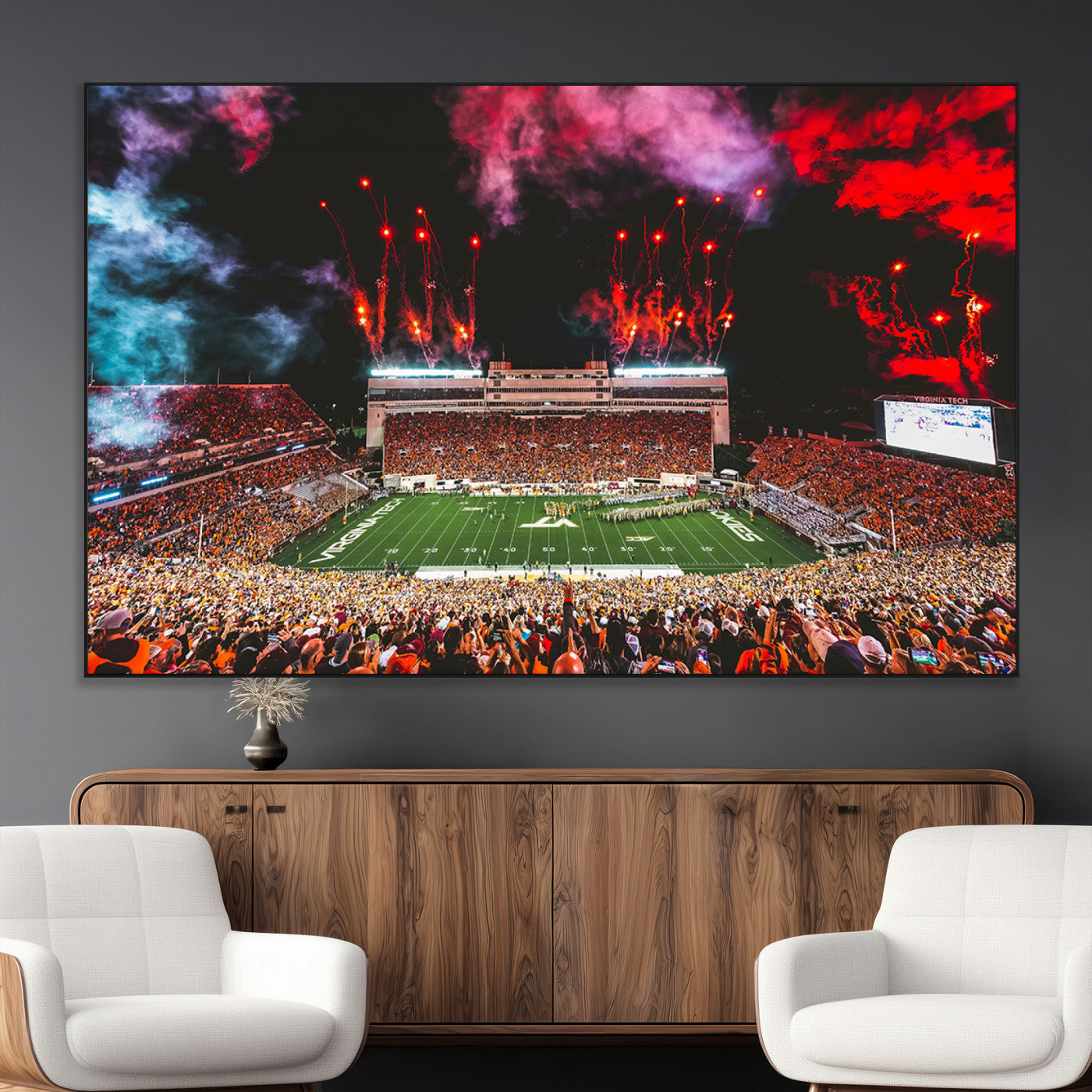SEG-FC-51X34_Oversize - Virginia Tech Hokies Football Team Print - Blacksburg Lane Stadium Wall Art Canvas Print