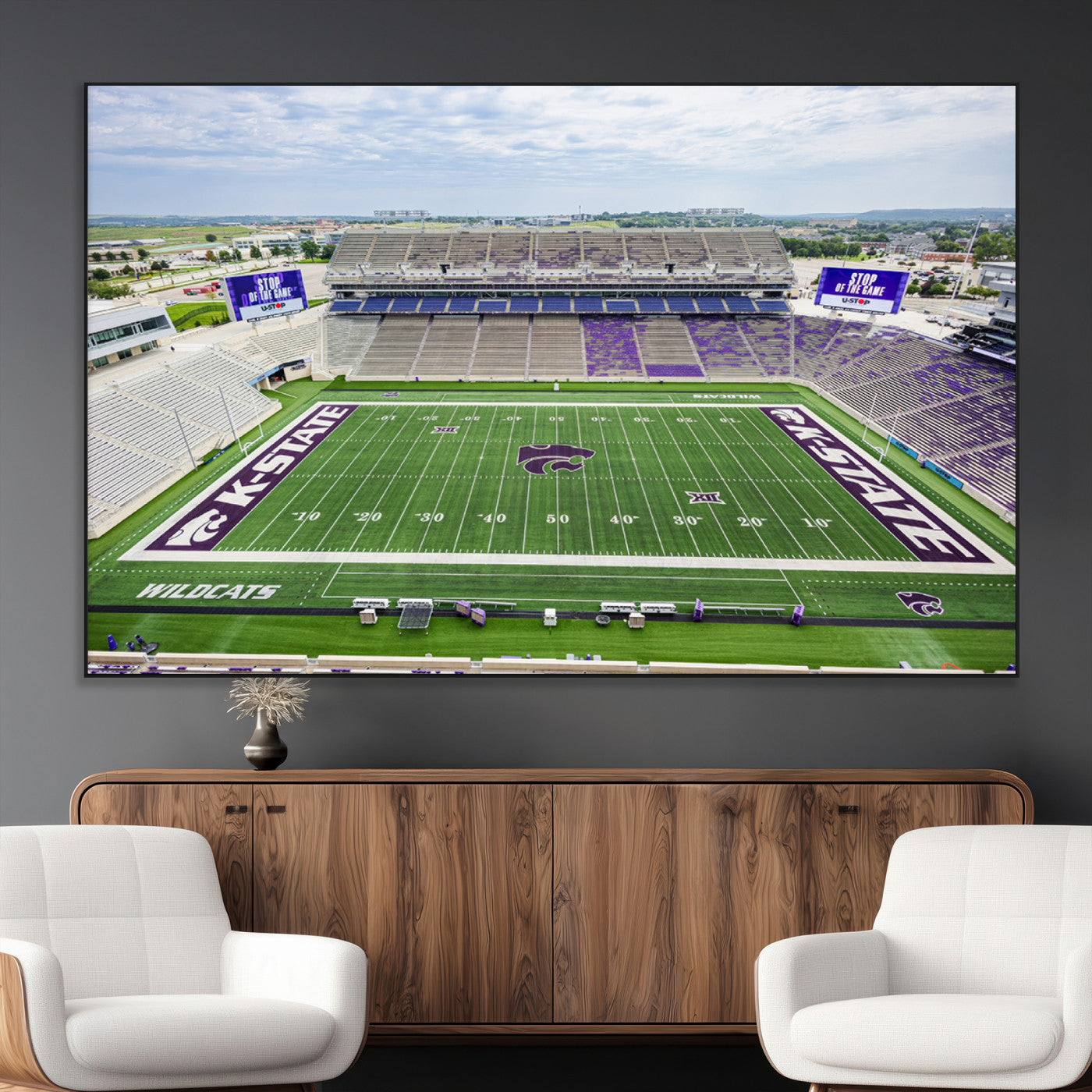 SEG-FC-51X34_Oversize - KState Wildcats Football Team Print - Manhattan Bill Snyder Family Football Stadium Wall Art Canvas