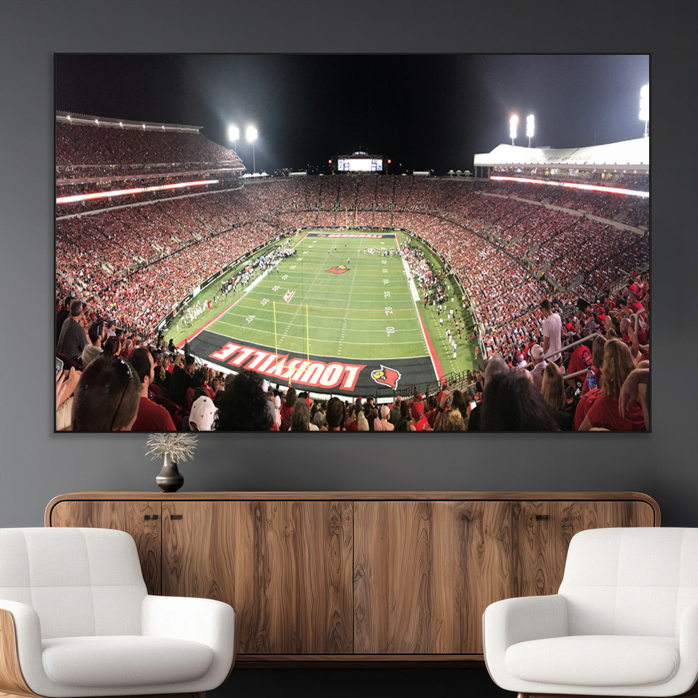 SEG-FC-51X34_Oversize - University of Louisville Cardinals Football Team Print - Louisville Cardinal Stadium Wall Art Canvas