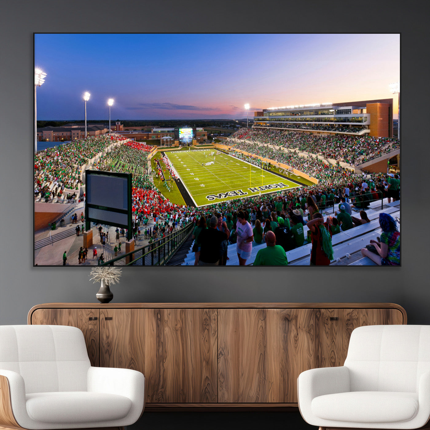 SEG-FC-51X34_Oversize - University of North Texas Mean Green Football Team Print - Denton DATCU Stadium Wall Art Canvas