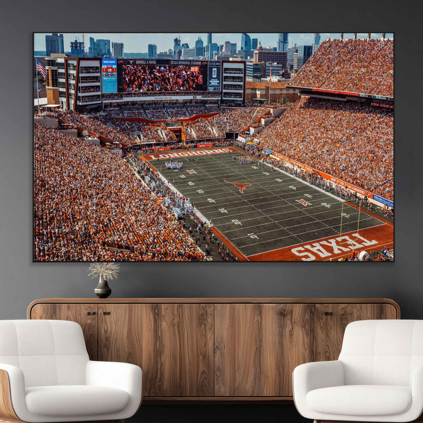 SEG-FC-51X34_Oversize - University of Texas Longhorns Football Team Print - Austin Darrell K Royal-Texas Memorial Stadium
