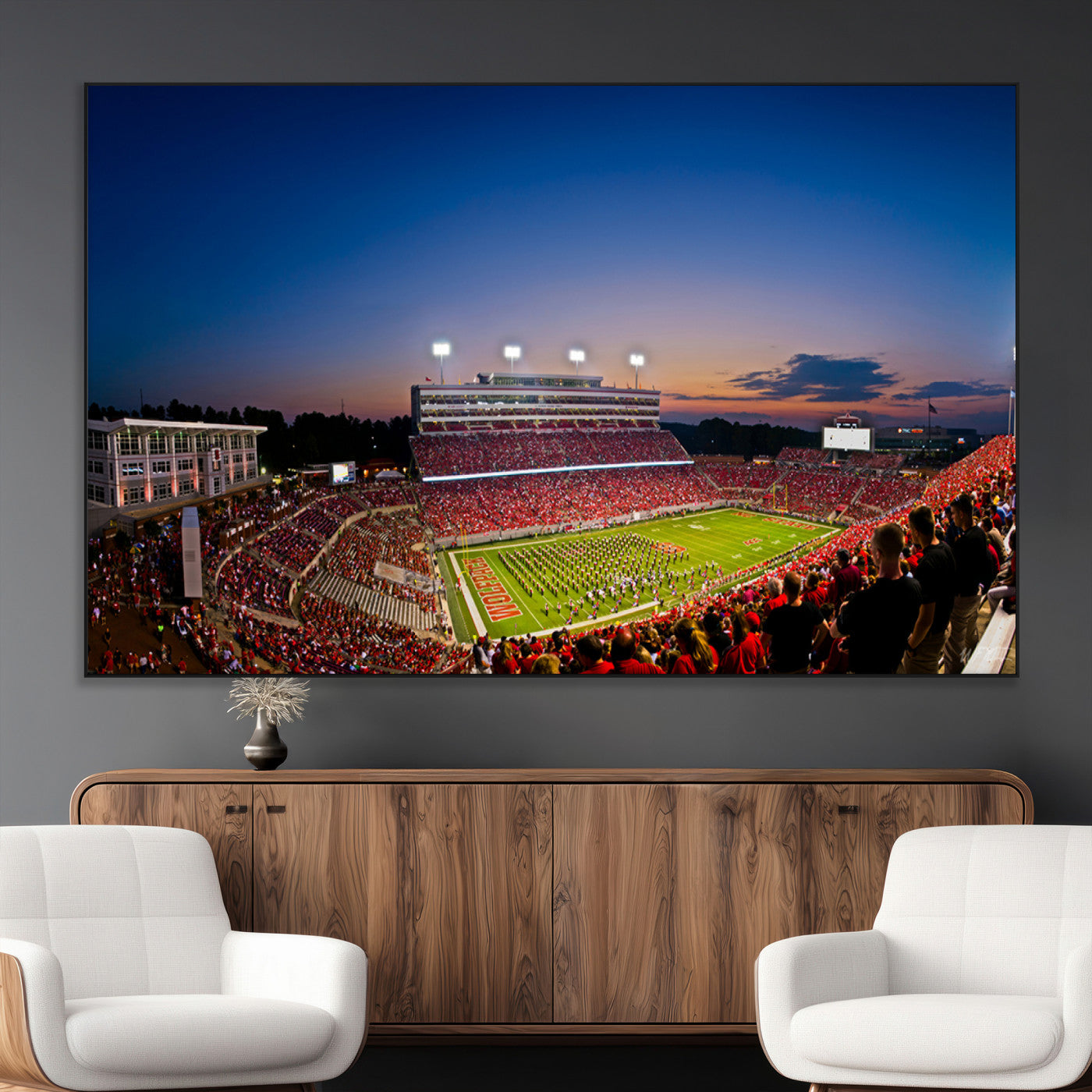 SEG-FC-51X34_Oversize - Wolfpack Football Team Wall Art Print - Raleigh Carter-Finley Stadium Wall Art Canvas Print