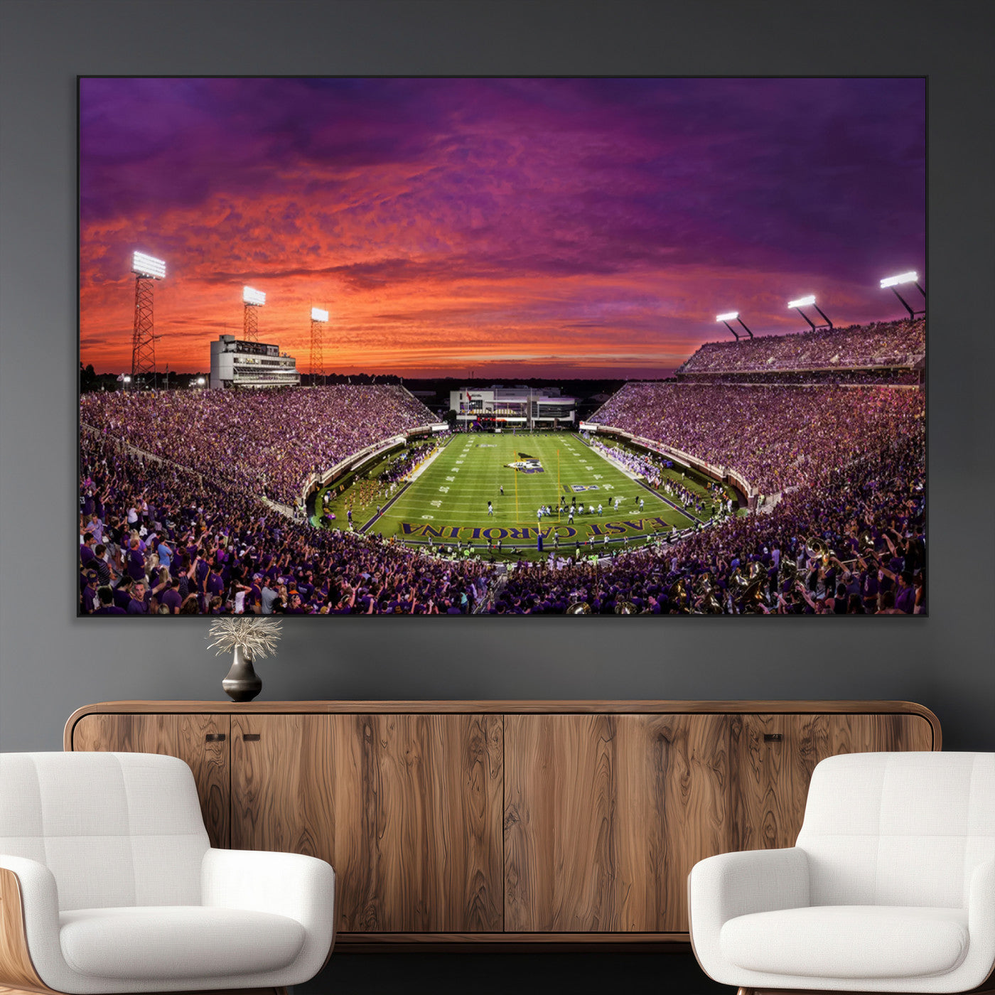 SEG-FC-51X34_Oversize - East Carolina University Pirates Football Print Canvas- Greenville Dowdy-Ficklen Stadium Wall Art