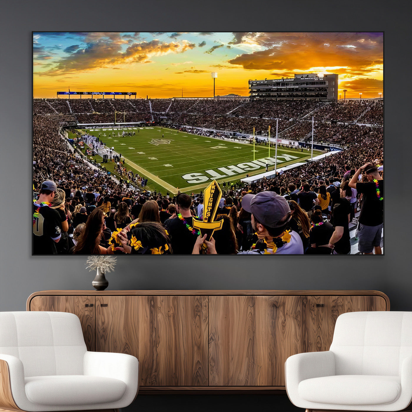 SEG-FC-51X34_Oversize - UCF Knights Football Team Print - Orlando FBC Mortgage Stadium, UCF Knights Wall Art Canvas Print