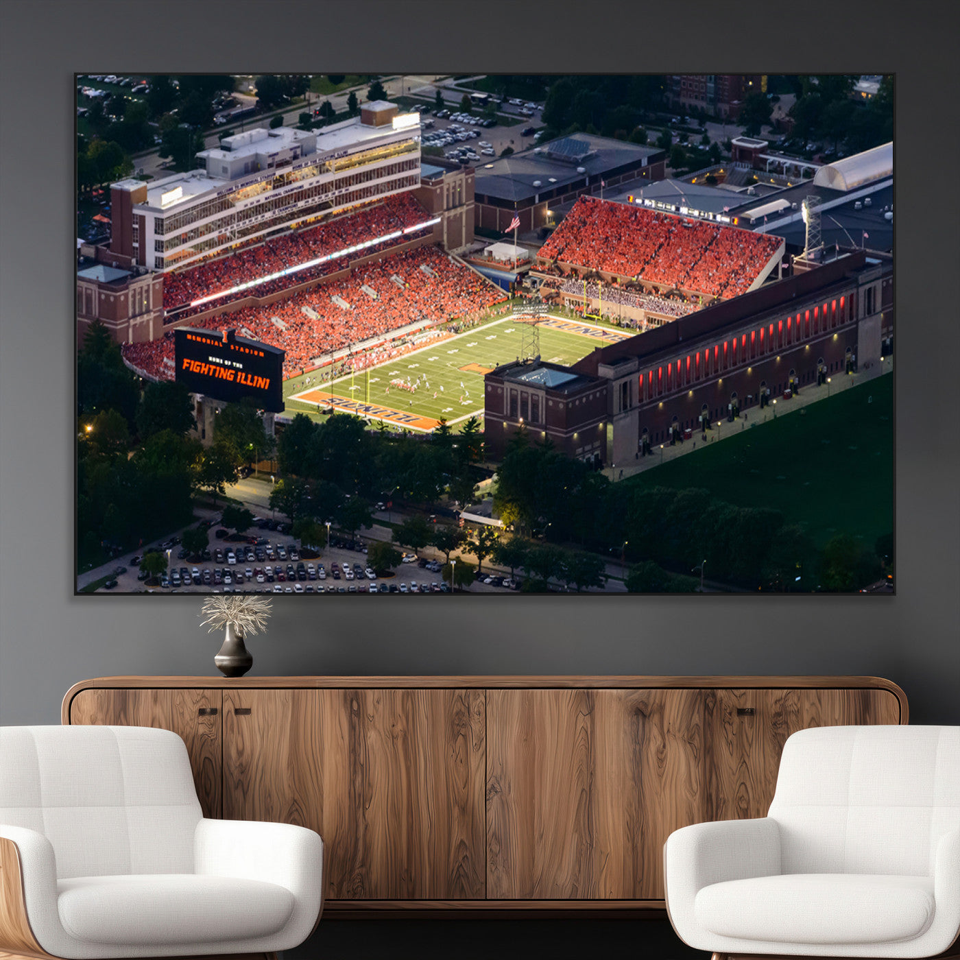 SEG-FC-51X34_Oversize - University of Illinois Fighting Illini Football Team Print - Champaign Illinois Memorial Stadium