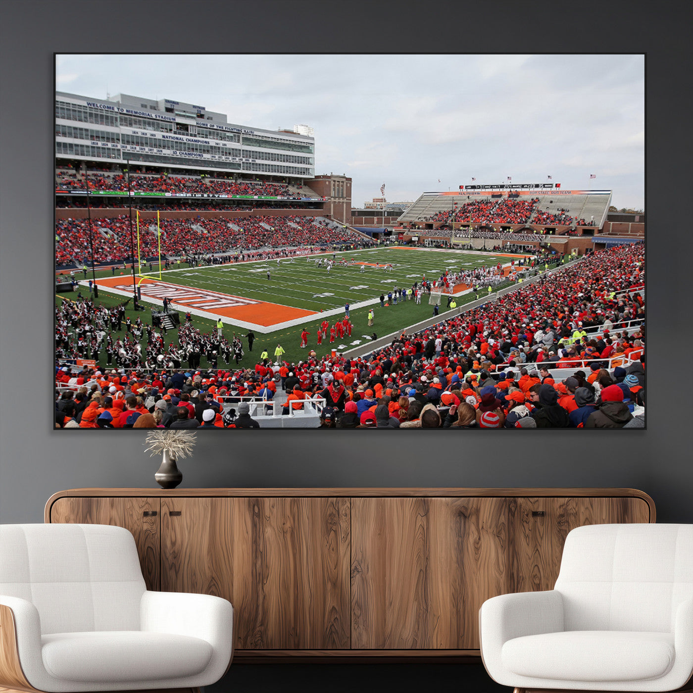 SEG-FC-51X34_Oversize - University of Illinois Fighting Illini Football Team Print - Champaign Illinois Memorial Stadium