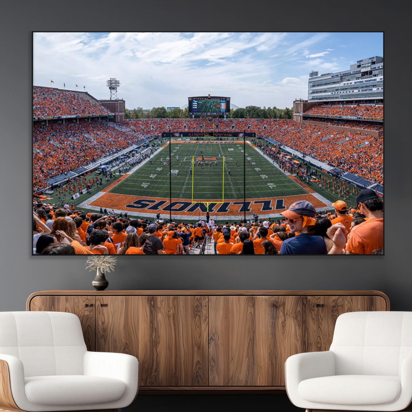 SEG-FC-51X34_Oversize - University of Illinois Fighting Illini Football Team Print Canvas - Champaign Illinois Memorial