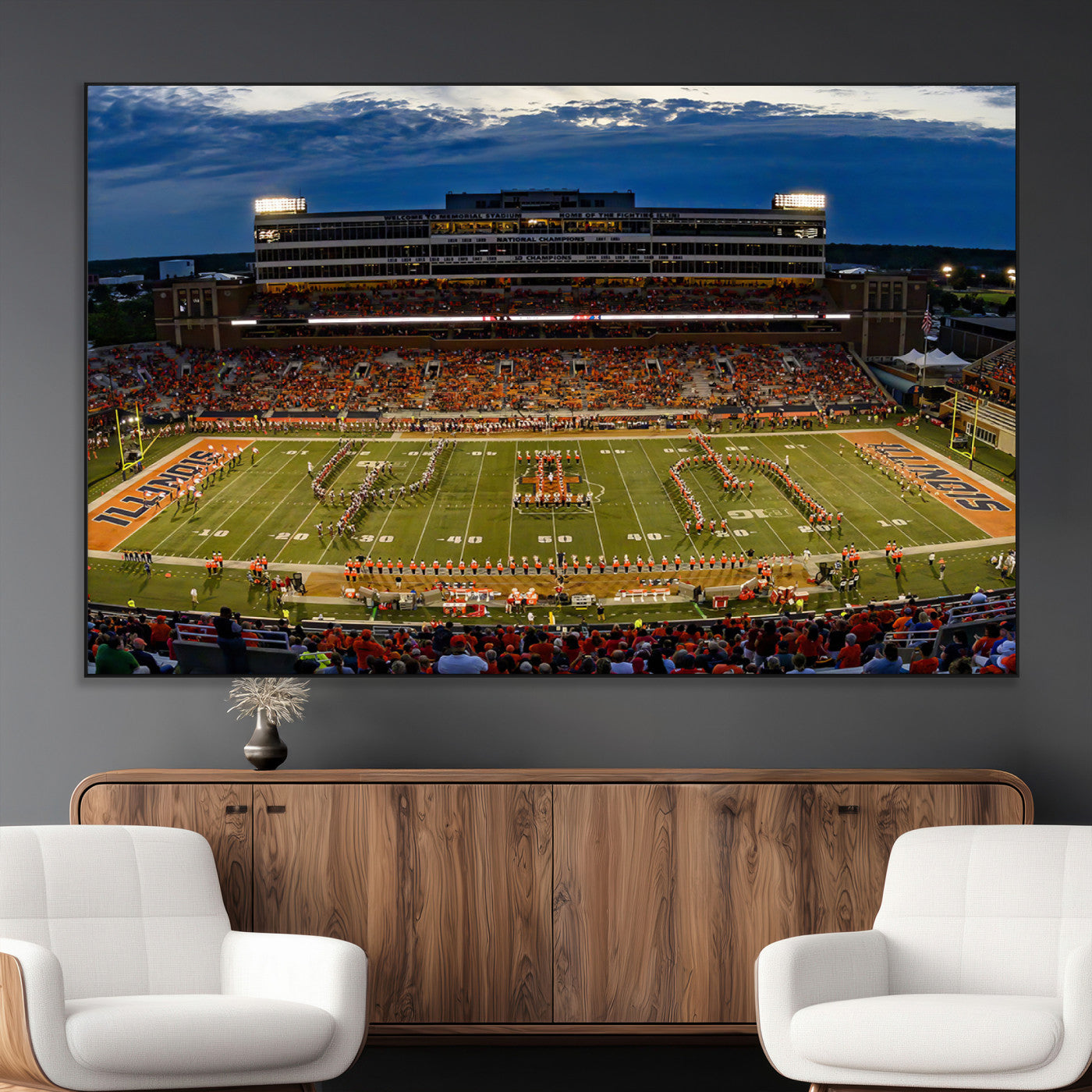SEG-FC-51X34_Oversize - University of Illinois Fighting Illini Football Team Print - Champaign Illinois Memorial Stadium