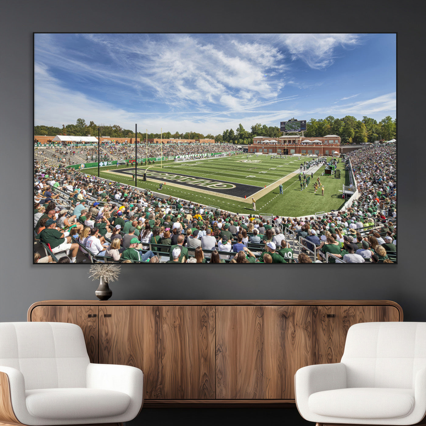 SEG-FC-51X34_Oversize - University of Charlotte 49ers Football Team Print - Charlotte Jerry Richardson Stadium Canvas Print