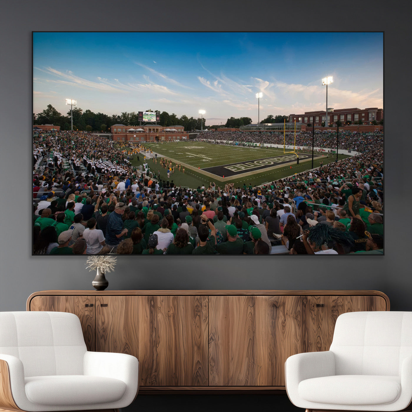 SEG-FC-51X34_Oversize - University of Charlotte 49ers Football Team Print - Charlotte Jerry Richardson Stadium Wall Art