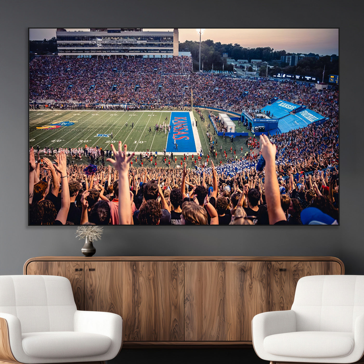 SEG-FC-51X34_Oversize - University of Kansas Jayhawks Football Team Art Print - Lawrence Kansas Memorial Stadium Wall Art