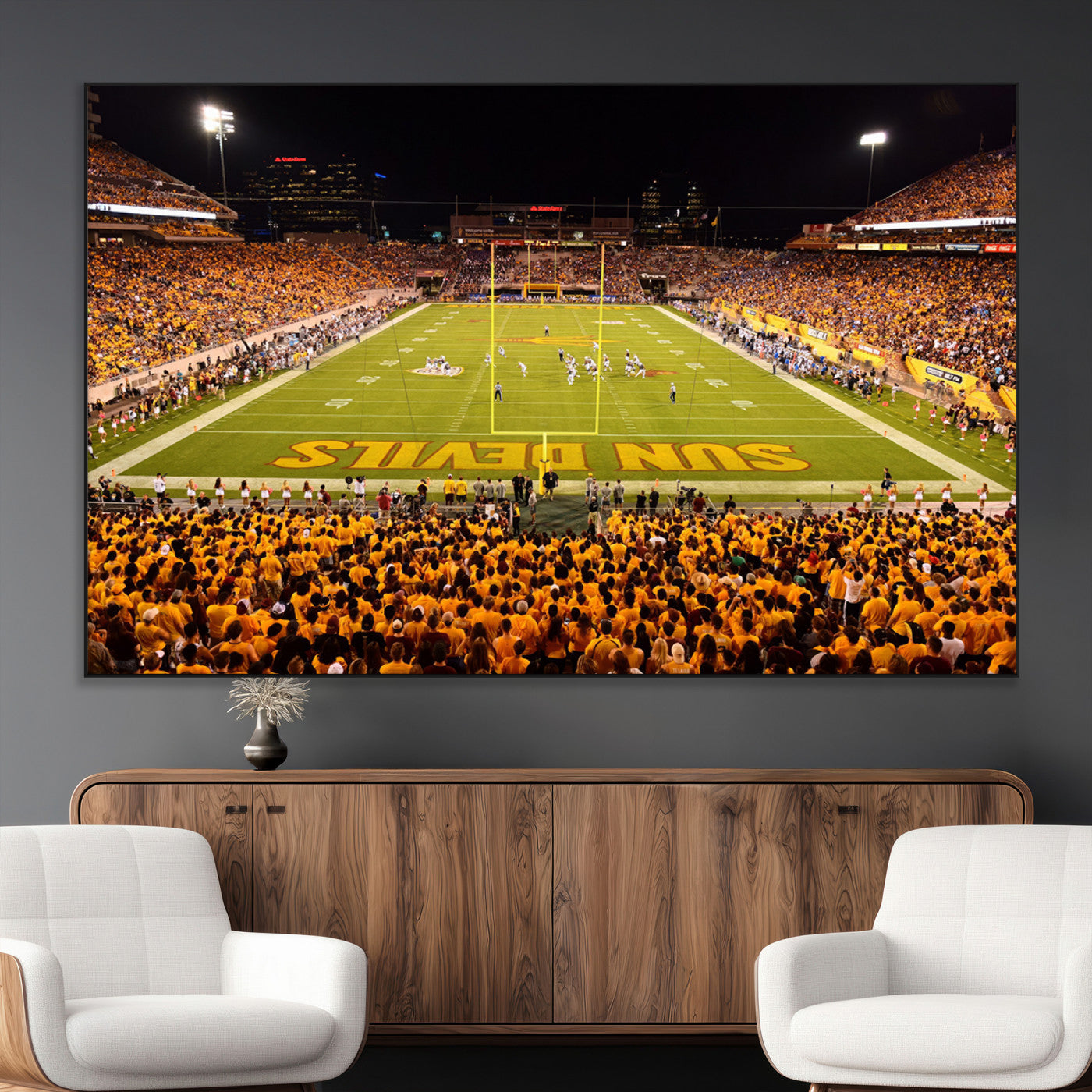 SEG-FC-51X34_Oversize - ASU Sun Devils Football Team Print - Phoenix Mountain America Stadium Wall Art Canvas Print