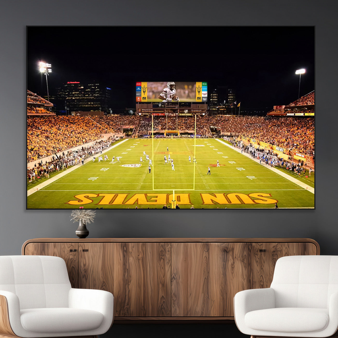 SEG-FC-51X34_Oversize - ASU Sun Devils Football Team Print - Phoenix Mountain America Stadium Canvas Print