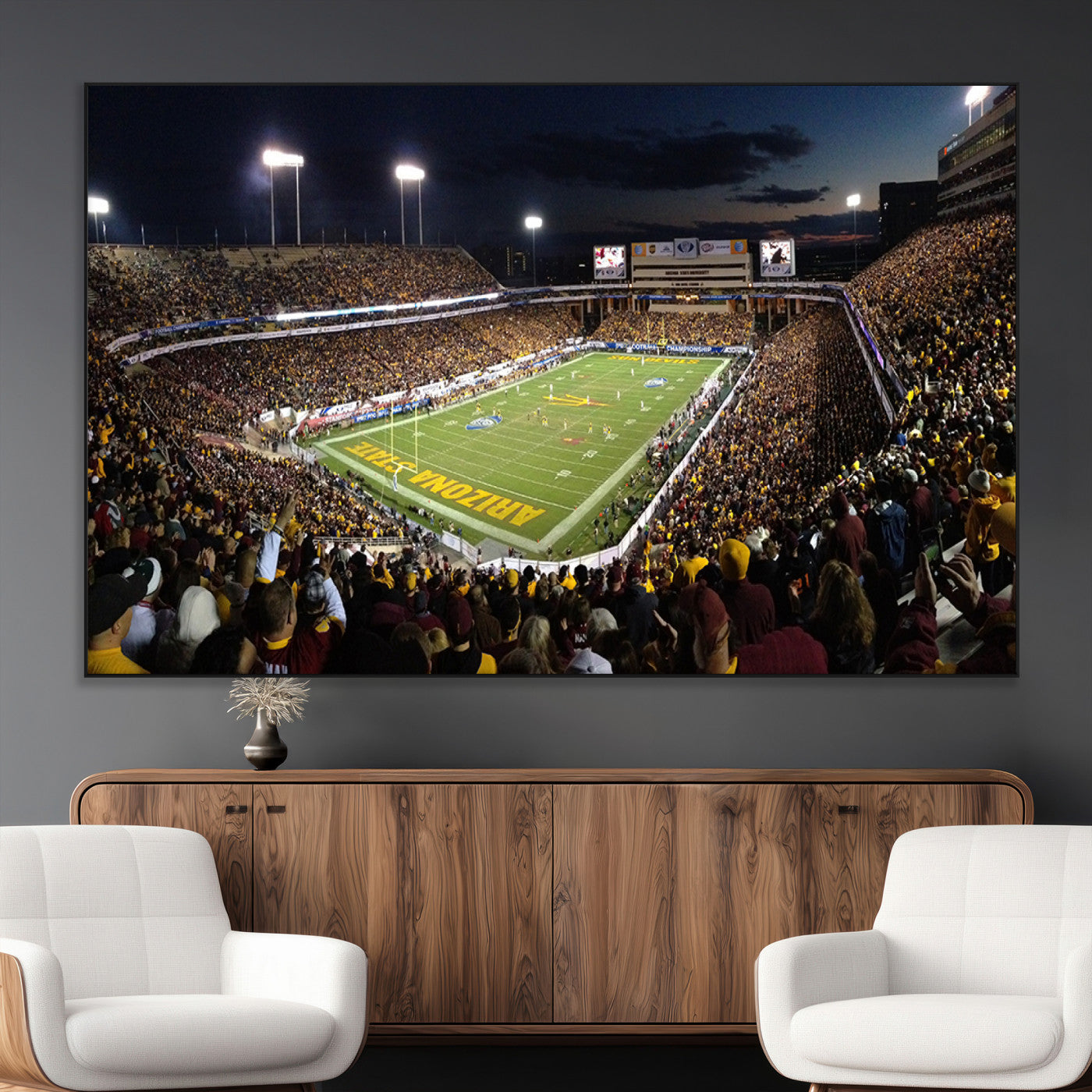 SEG-FC-51X34_Oversize - ASU Sun Devils Football Team Print Canvas - Phoenix Mountain America Stadium Wall Art Canvas Print