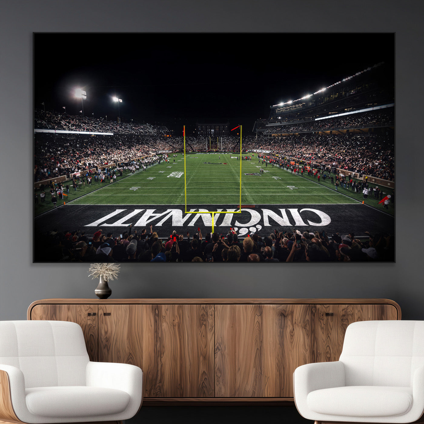 SEG-FC-51X34_Oversize - Cincinnati Bearcats Football Team Print - Nippert Stadium Wall Art Canvas Print