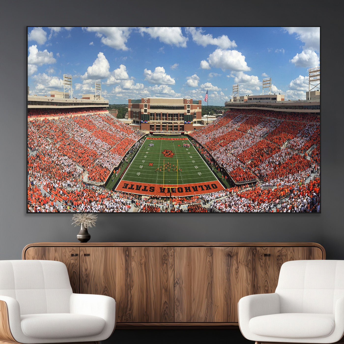 SEG-FC-51X34_Oversize - Oklahoma State Cowboys Football Team Print - Stillwater Boone Pickens Stadium Wall Art Canvas Print