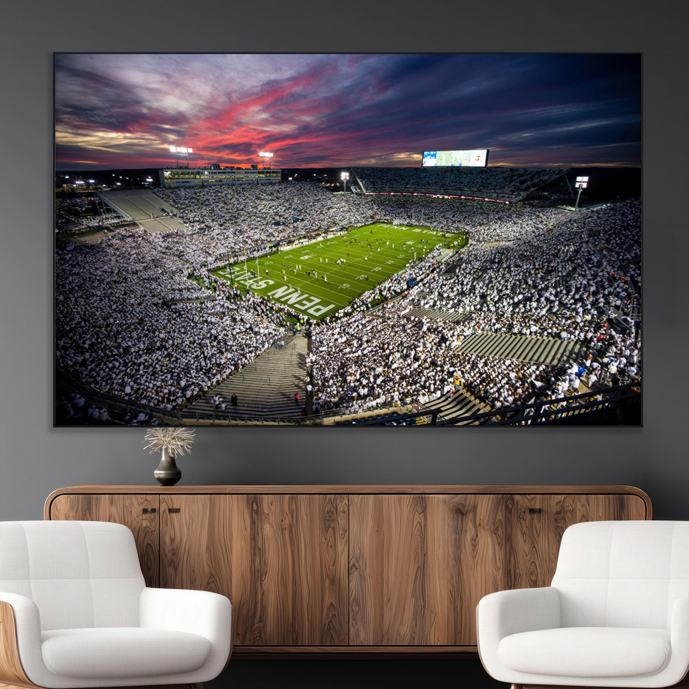 SEG-FC-51X34_Oversize - Penn State Nittany Lions Football Team Print - University Park Beaver Stadium Art Canvas Print
