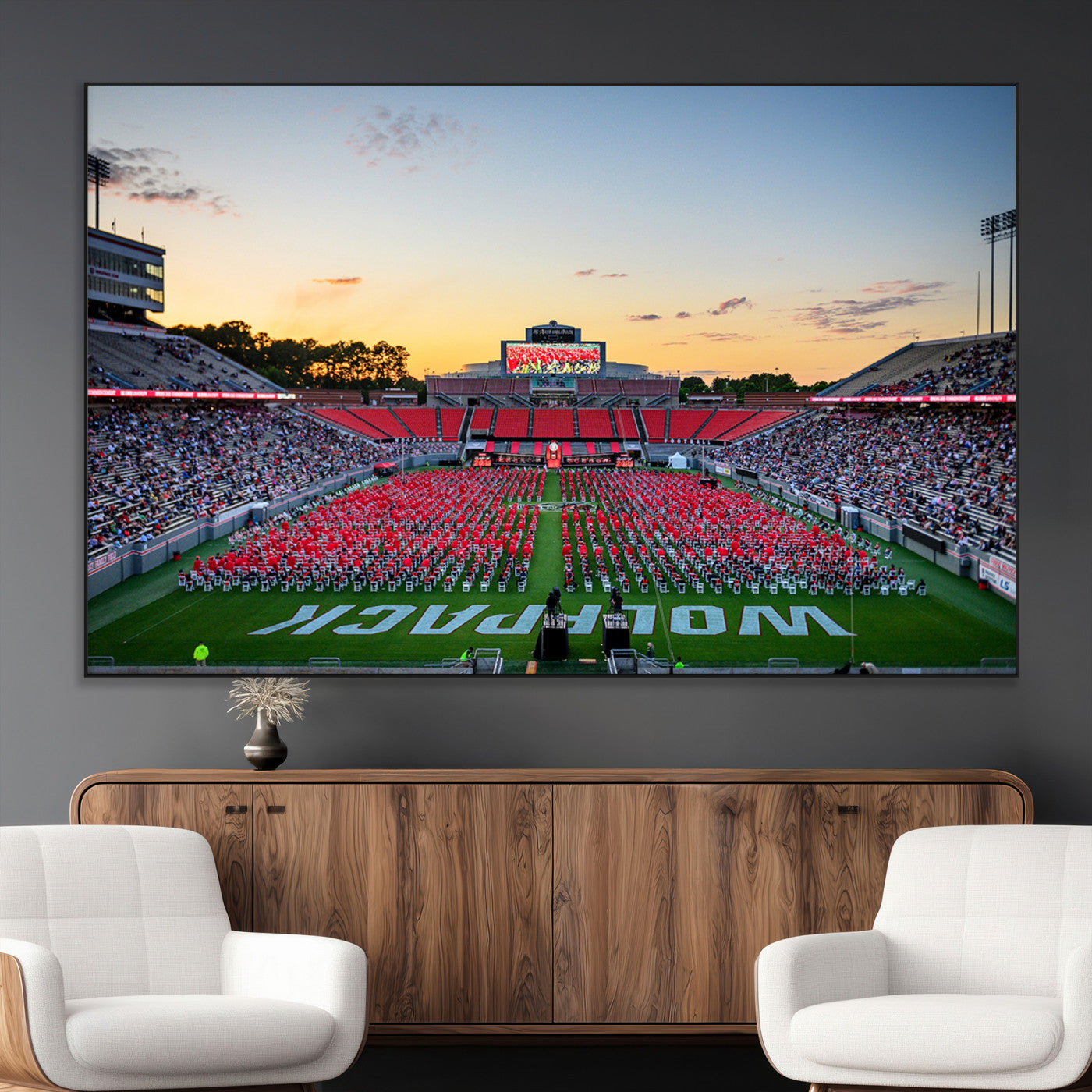 SEG-FC-51X34_Oversize - NC State Wolfpack Football Team Print Wall Art - Raleigh Carter-Finley Stadium Wall Art Canvas Print