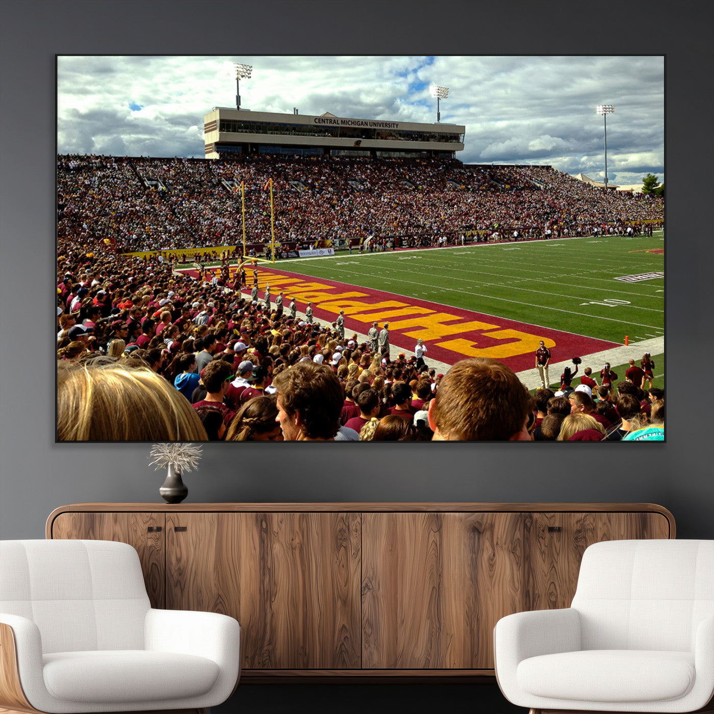 SEG-FC-51X34_Oversize - Central Michigan University Chippewas Football Team Print - Mount Pleasant Kelly/Shorts Stadium Wall