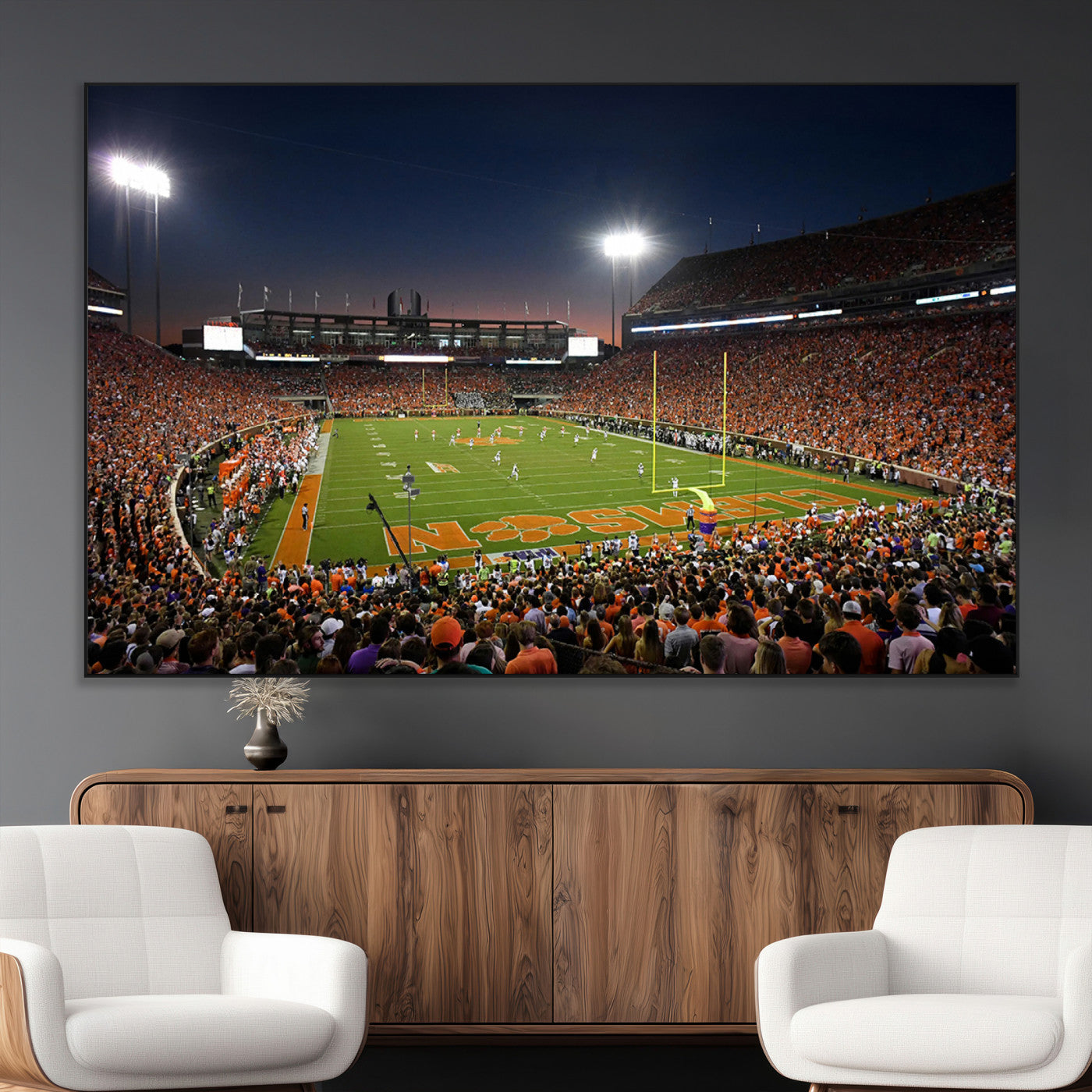 SEG-FC-51X34_Oversize - Clemson University Tigers Art Print, Football Team Print - Clemson Memorial Stadium Wall Art Canvas