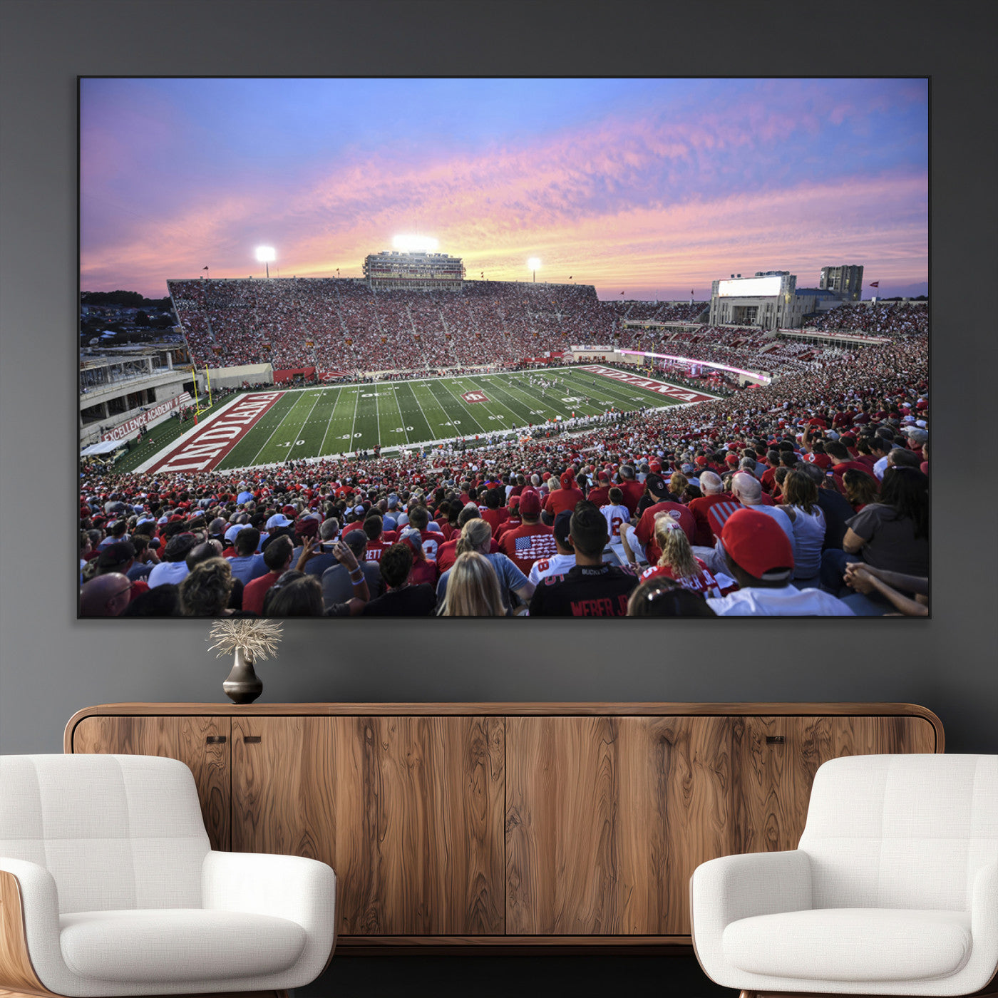 SEG-FC-51X34_Oversize - Indiana University Hoosiers Football Team Print - Bloomington Memorial Stadium Wall Art Canvas Print