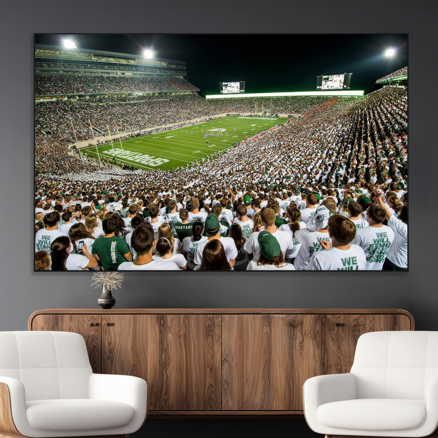 SEG-FC-51X34_Oversize - Michigan State Spartans Football Canvas Print - East Lansing Spartan Stadium Wall Art Canvas Print