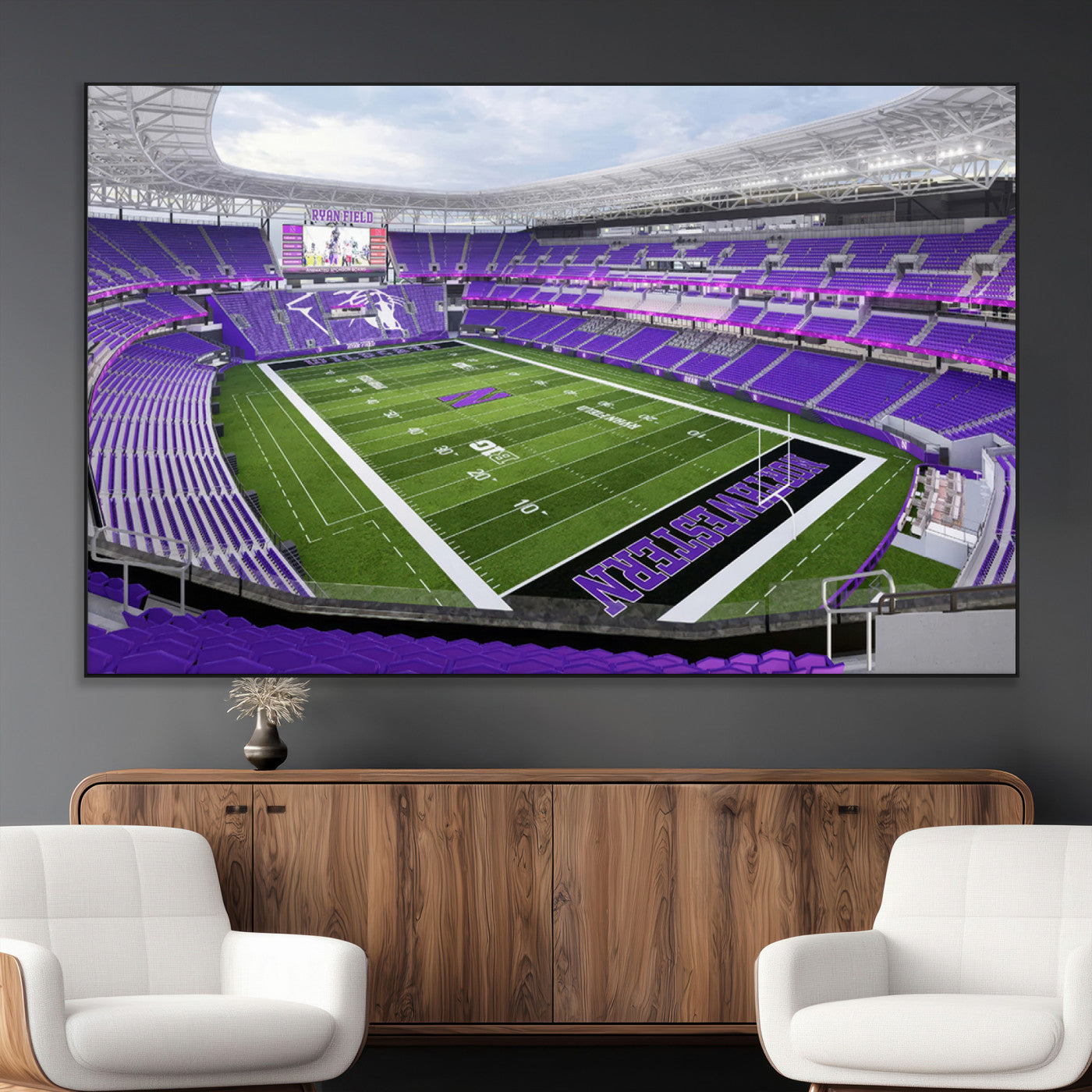 SEG-FC-51X34_Oversize - Northwestern University Wildcats Football Team Print - Evanston Ryan Field Wall Art Canvas Print