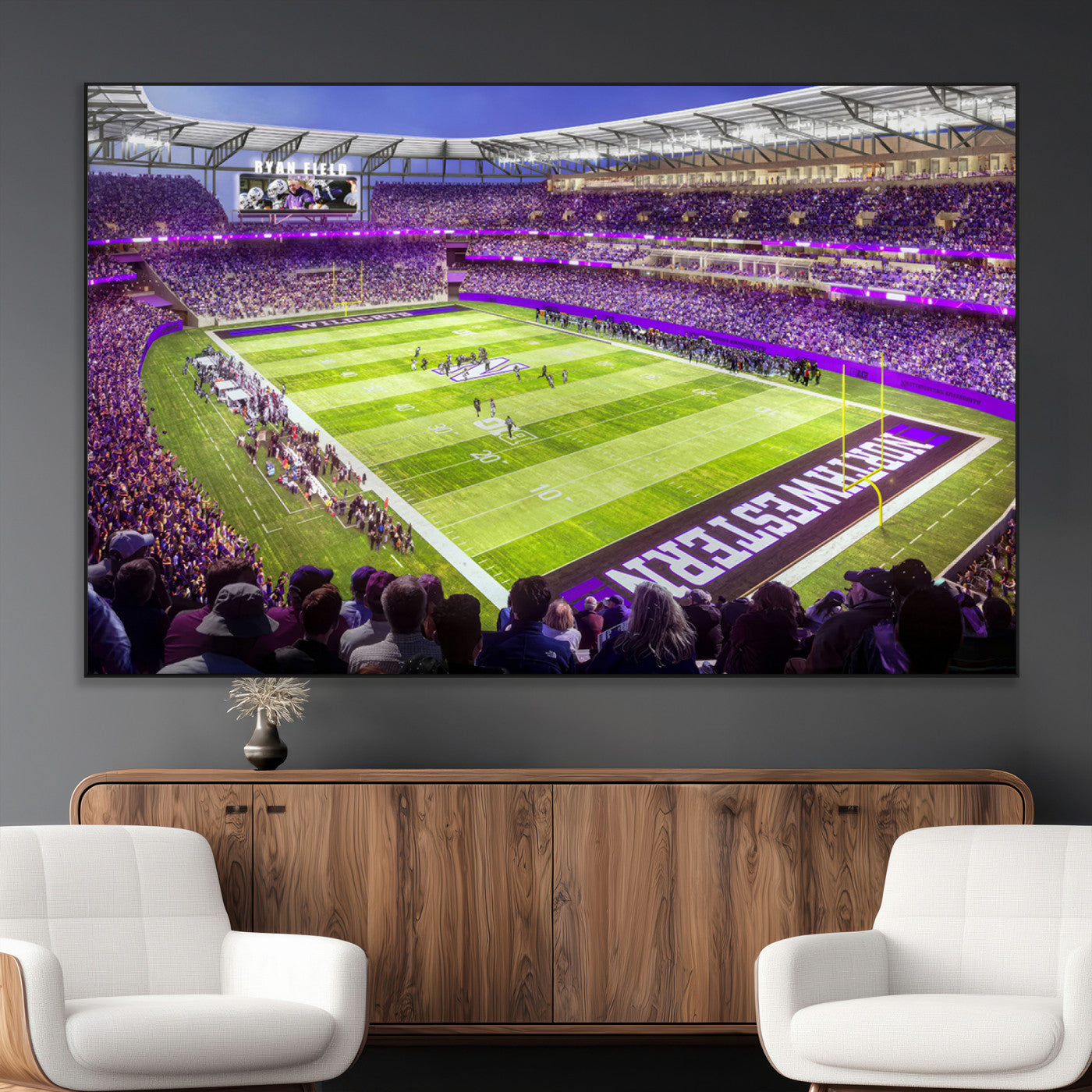 SEG-FC-51X34_Oversize - Northwestern University Wildcats Football Team Print - Evanston Ryan Field Wall Art Canvas Print