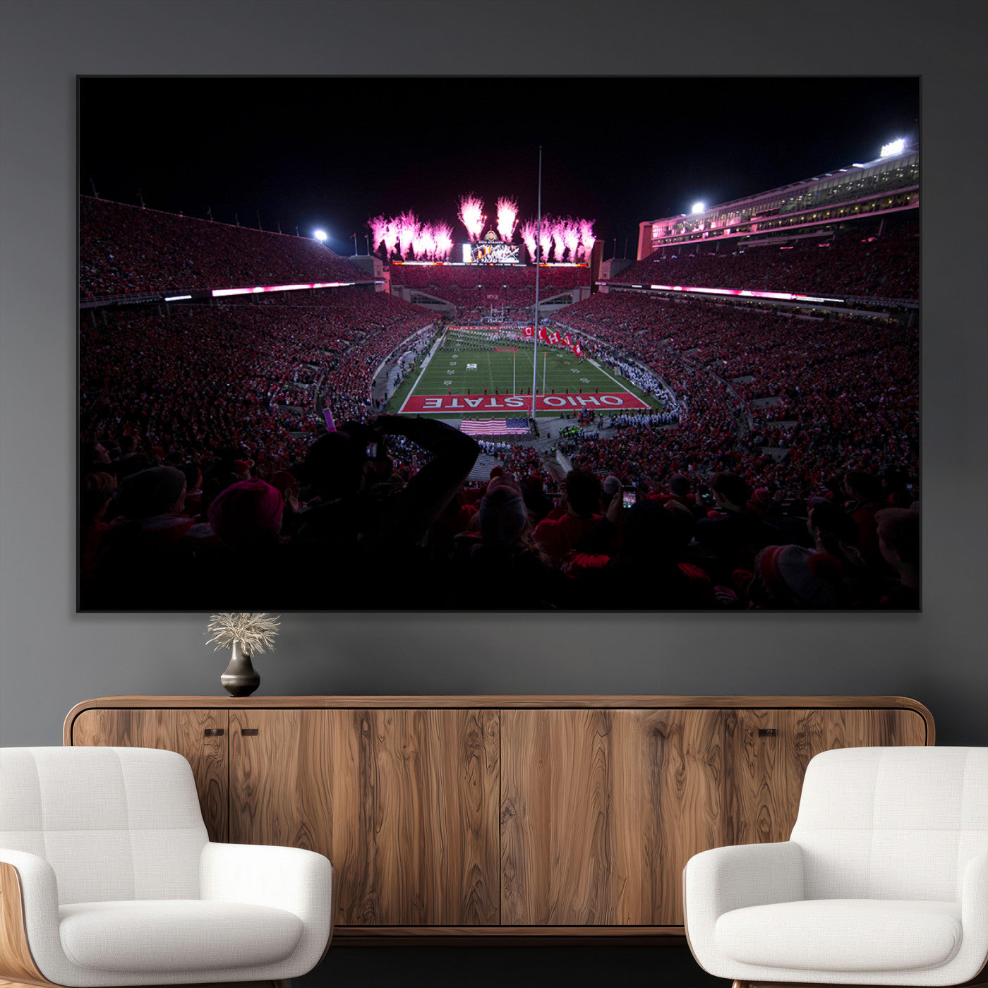 SEG-FC-51X34_Oversize - Ohio State University Buckeyes Football Team Print - Columbus Ohio Stadium Wall Art Canvas Print