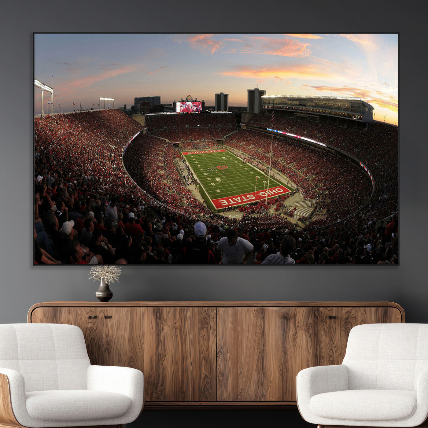 SEG-FC-51X34_Oversize - Ohio State University Buckeyes Football Team Print - Columbus Ohio Stadium Wall Art Canvas Print