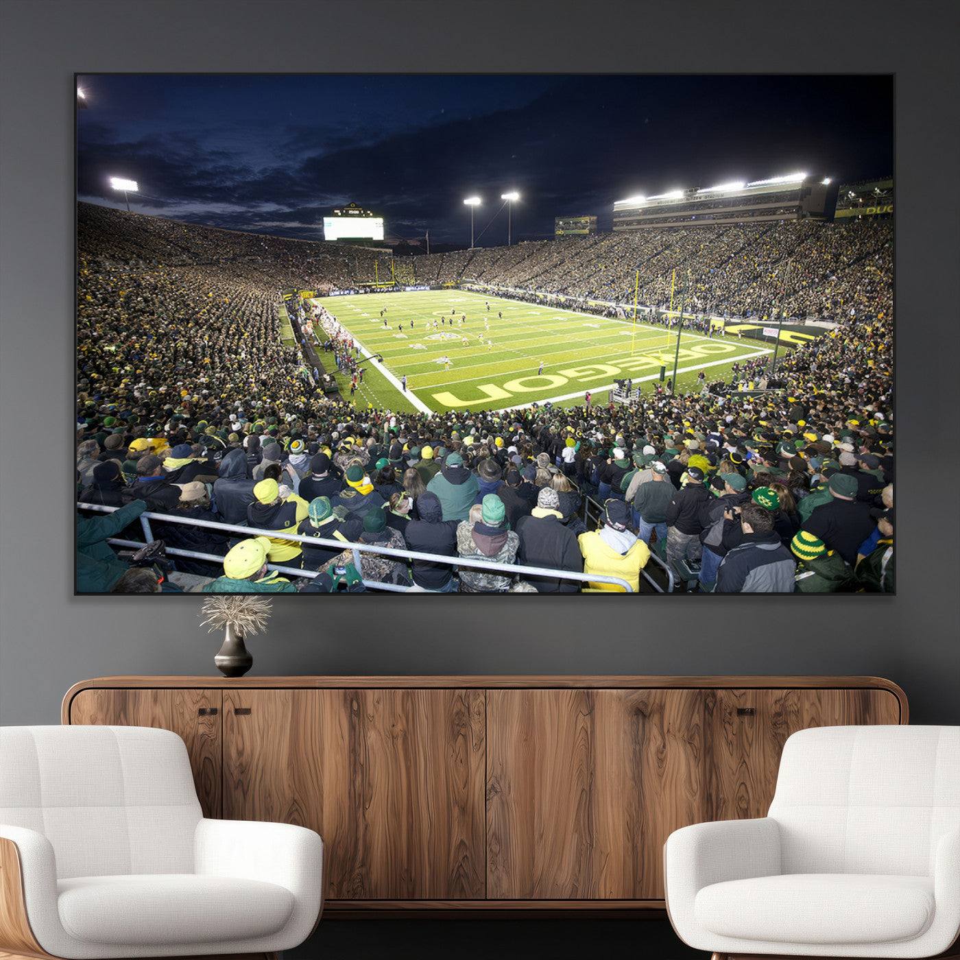 SEG-FC-51X34_Oversize - University of Oregon Ducks Football Team Print - Eugene Autzen Stadium Wall Art Canvas Print