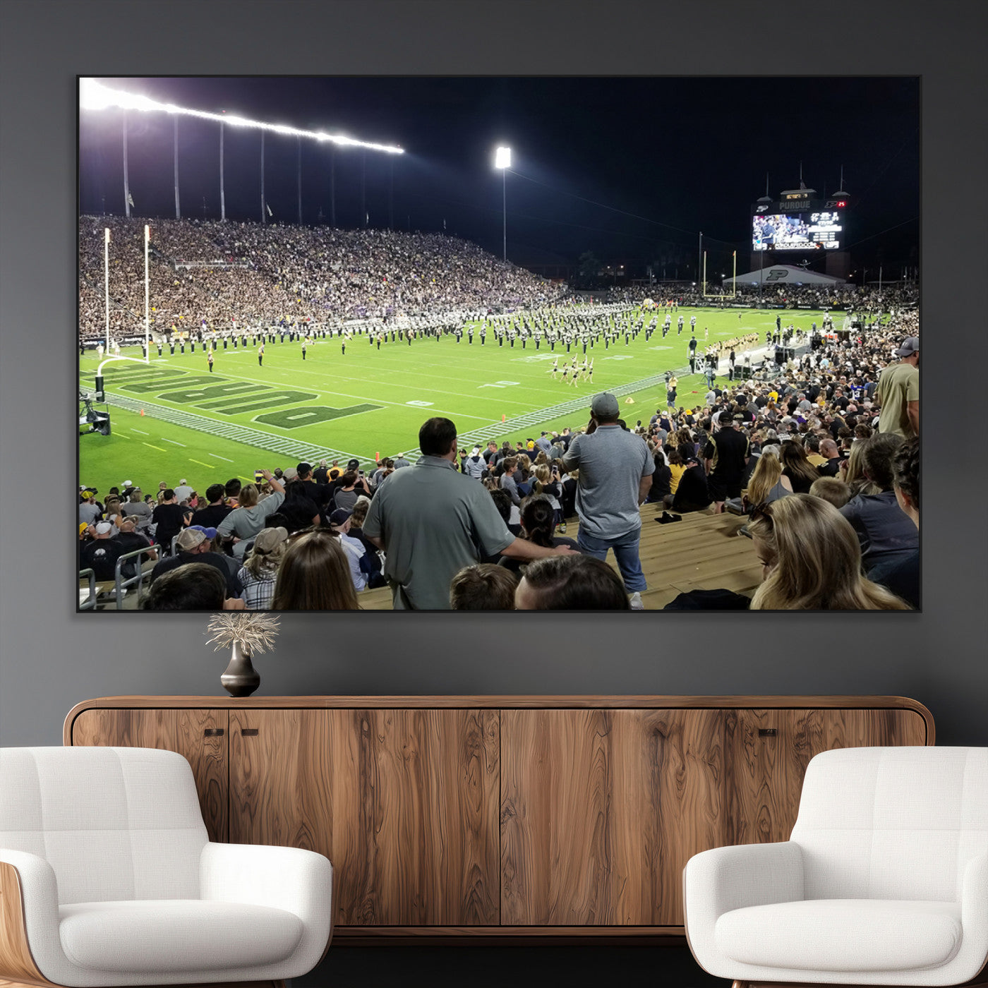 SEG-FC-51X34_Oversize - Purdue University Boilermakers Football Team Print - West Lafayette Ross-Ade Stadium Wall Art Canvas