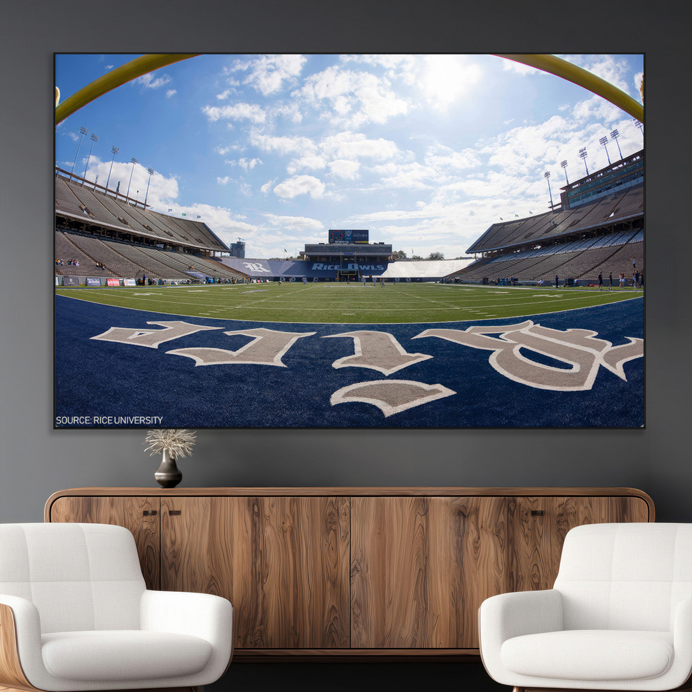 SEG-FC-51X34_Oversize - Rice University Owls Football Team Print - Houston Rice Stadium Wall Art Canvas Print