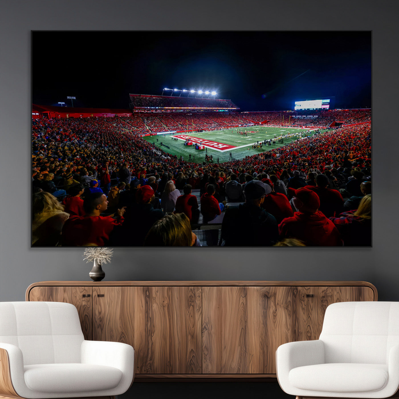 SEG-FC-51X34_Oversize - Rutgers Scarlet Knights Football Team Print - SHI Stadium, Piscataway Wall Art Canvas Print
