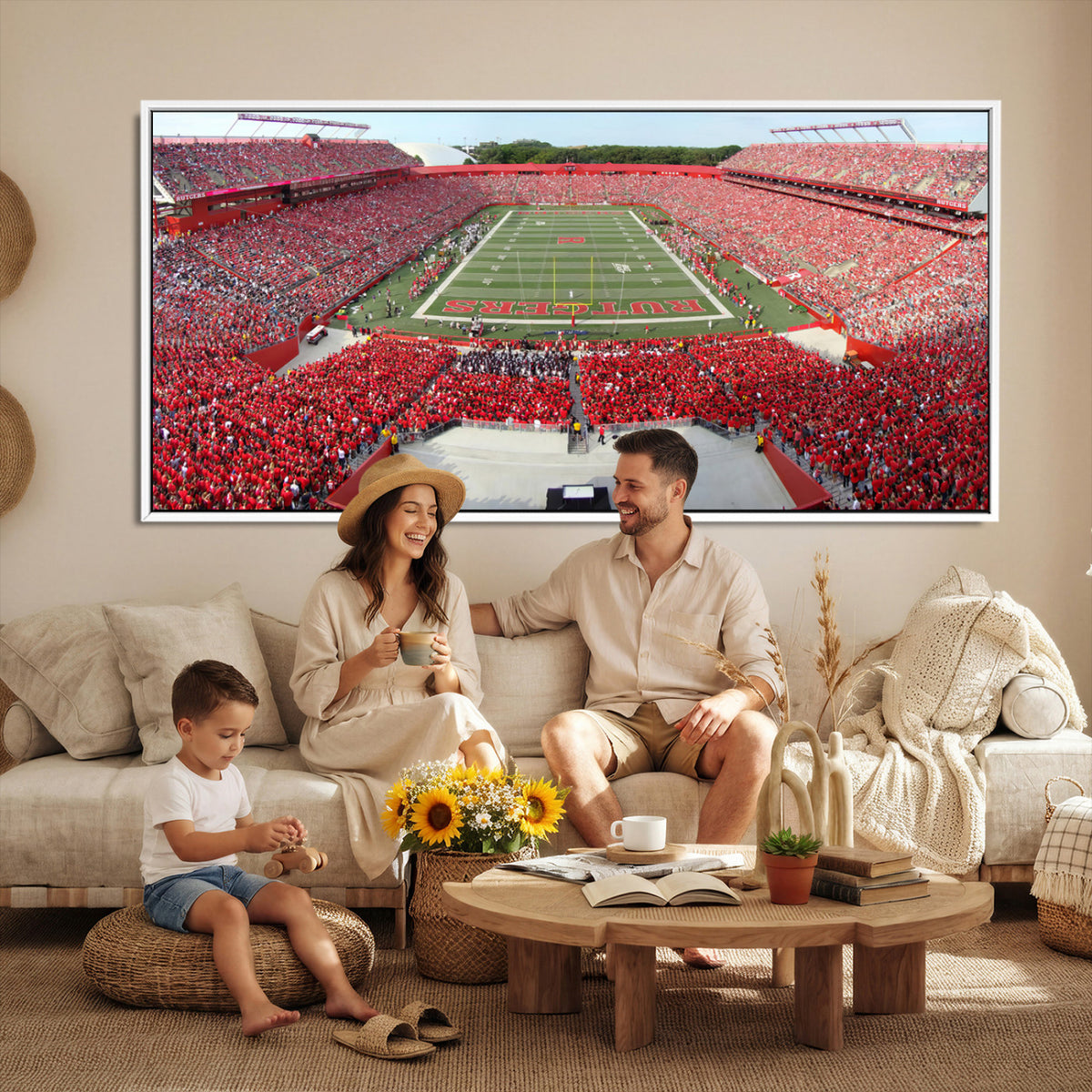 90818-PAN-FL-20X10 - Rutgers Scarlet Knights Football Team Print - Piscataway SHI Stadium Wall Art Canvas Print