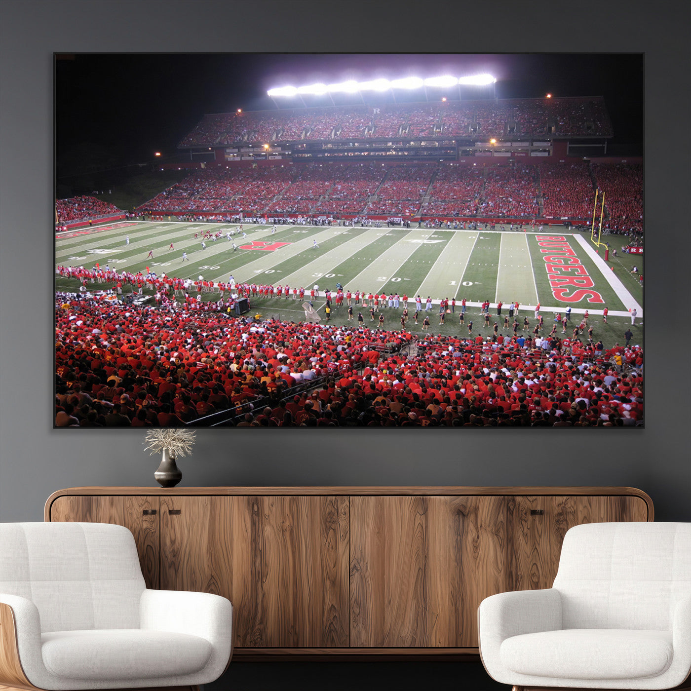 SEG-FC-51X34_Oversize - Rutgers University Scarlet Knights Football Team Print - Piscataway SHI Stadium Wall Art Canvas