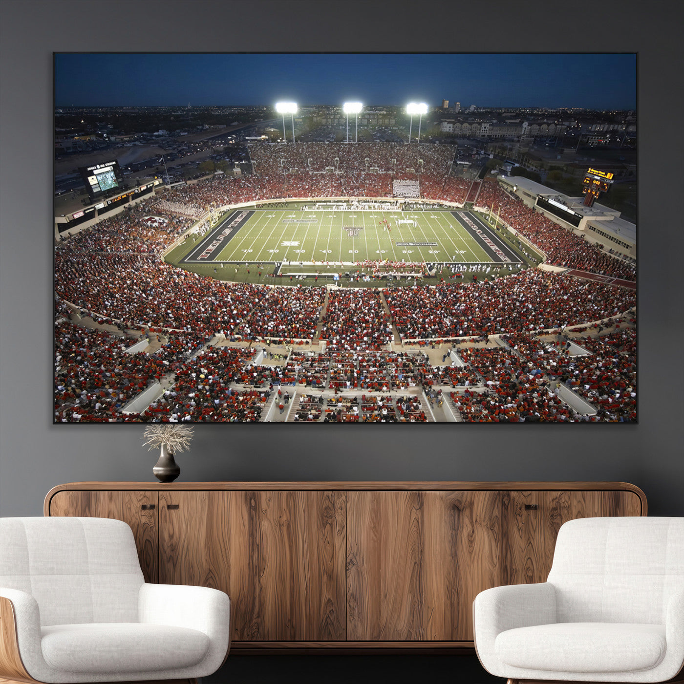 SEG-FC-51X34_Oversize - Texas Tech Red Raiders Football Team Print - Lubbock Jones AT&T Stadium Wall Art Canvas Print