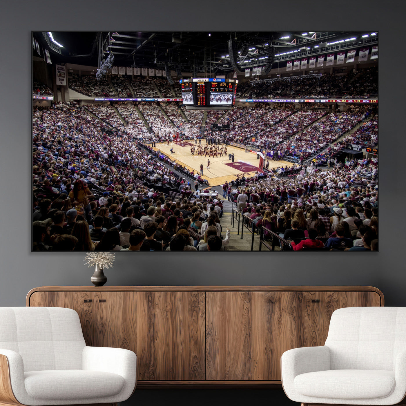 SEG-FC-51X34_Oversize - University of Nebraska Cornhuskers Basketball Team Print - Lincoln Red Arena Wall Art Canvas Print