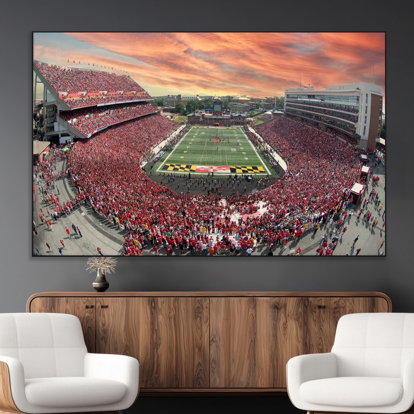 SEG-FC-51X34_Oversize - University of Maryland Terrapins Football Team Print - College Park SECU Stadium Wall Art Canvas