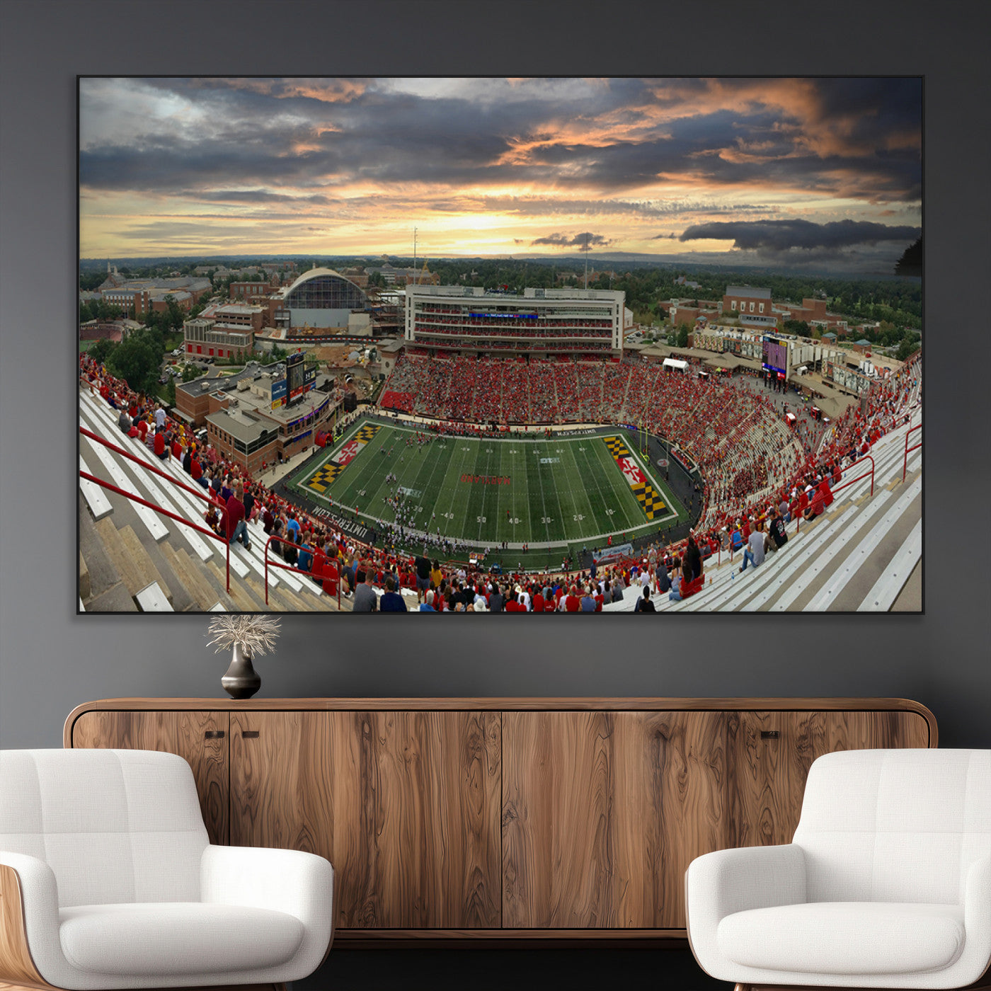 SEG-FC-51X34_Oversize - University of Maryland Terrapins Football Team Print - College Park SECU Stadium Wall Art Canvas