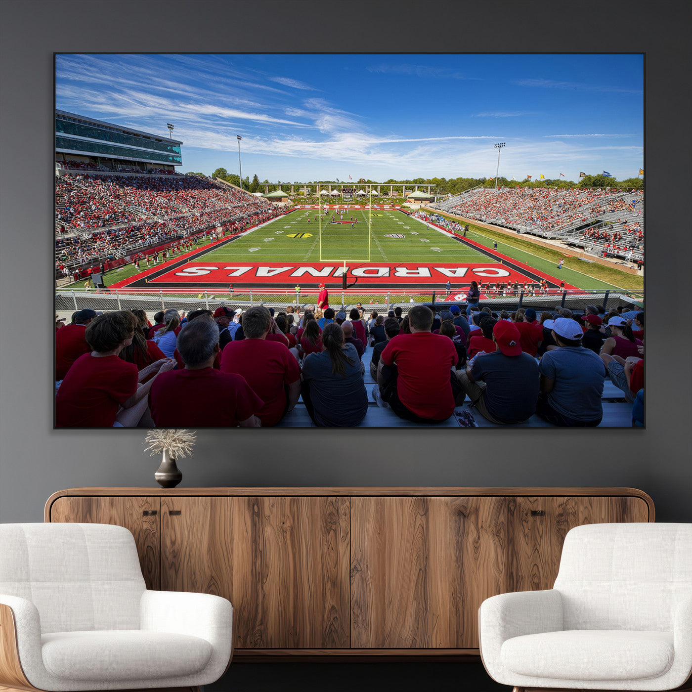 SEG-FC-51X34_Oversize - Ball State Cardinals Football Team Print - Muncie Scheumann Stadium Wall Art Canvas Print